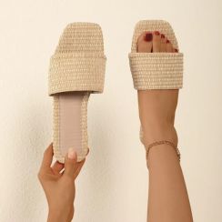 Womens Woven Straw Slippers