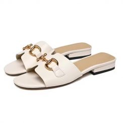 Womens New Summer Horsebit Buckle Slippers